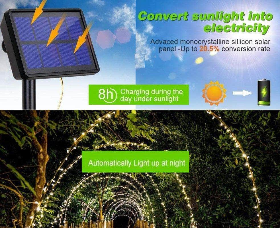 Solar-Powered Outdoor Lights: 20M, 200 Led, 8 Modes, Waterproof