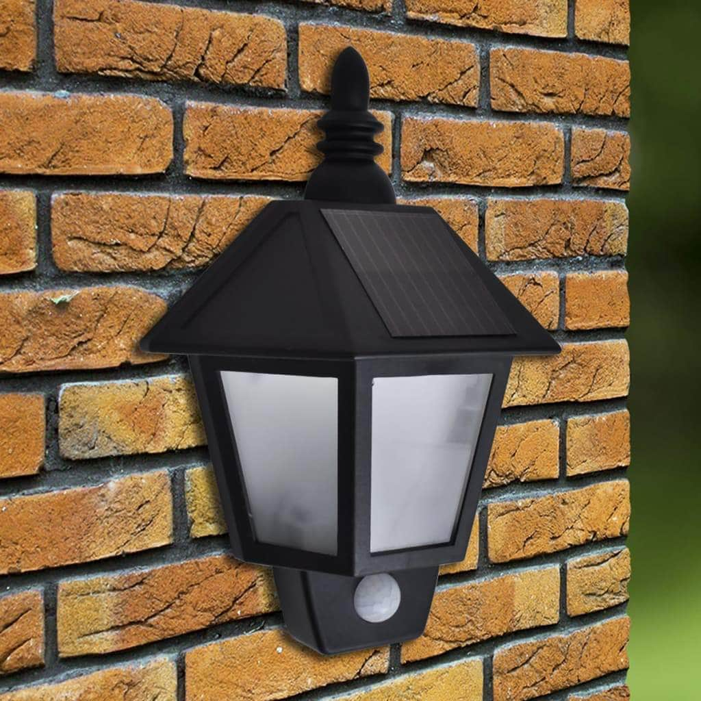 Solar Wall Lamps 2 pcs with Motion Sensor Black