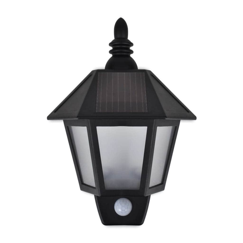 Solar Wall Lamps 2 pcs with Motion Sensor Black