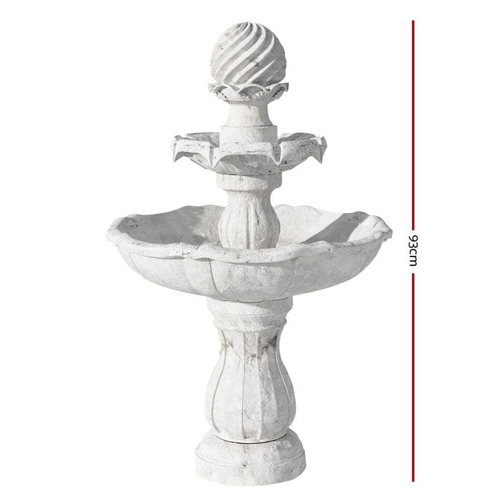 Solar Water Feature 3-Tier Fountain with Pump Kit Bird Bath 93CM Ivory