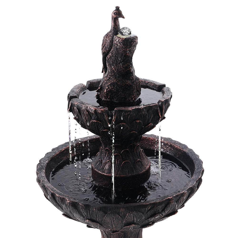 Solar Water Feature Tier Fountain with Pump Kit Bird Bath 106CM Peacock