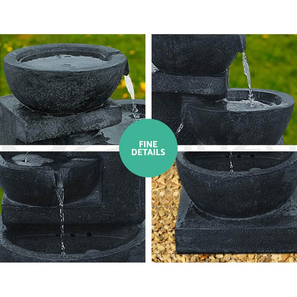 Solar Water Feature With Led Lights 4-Tier Blue 72Cm