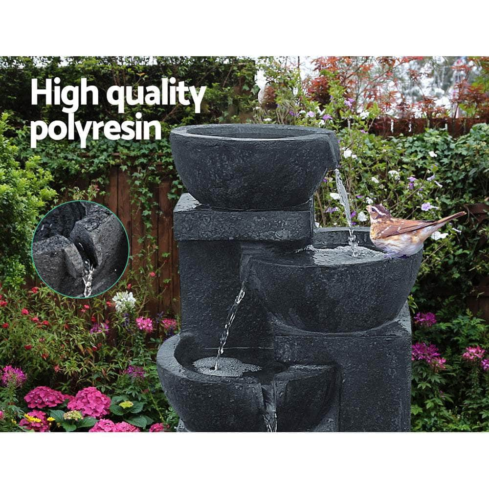 Solar Water Feature With Led Lights 4-Tier Blue 72Cm