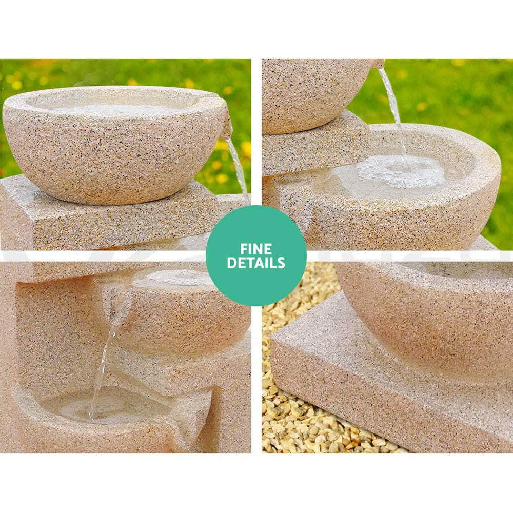 Solar Water Feature With Led Lights 4-Tier Sand 72Cm