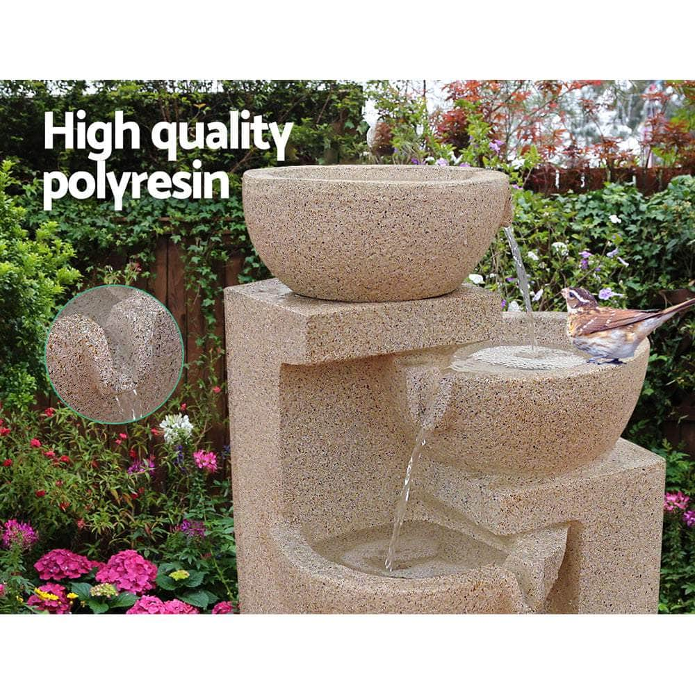 Solar Water Feature With Led Lights 4-Tier Sand 72Cm