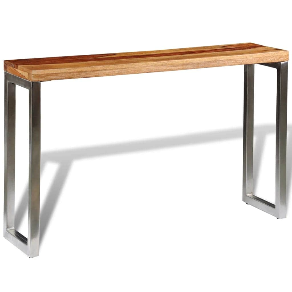 Solid Sheesham Wood Console Table With Steel Leg