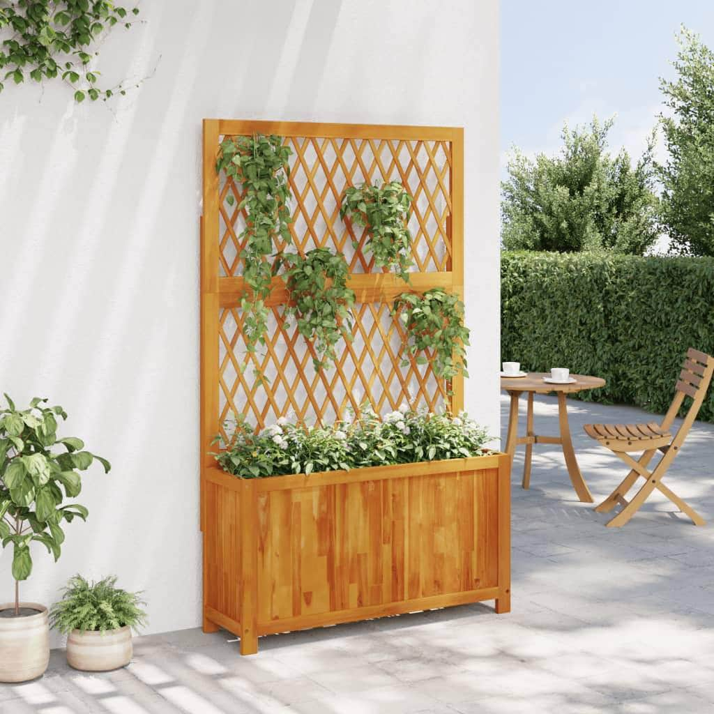 Solid Wood Acacia - Planter with Trellis