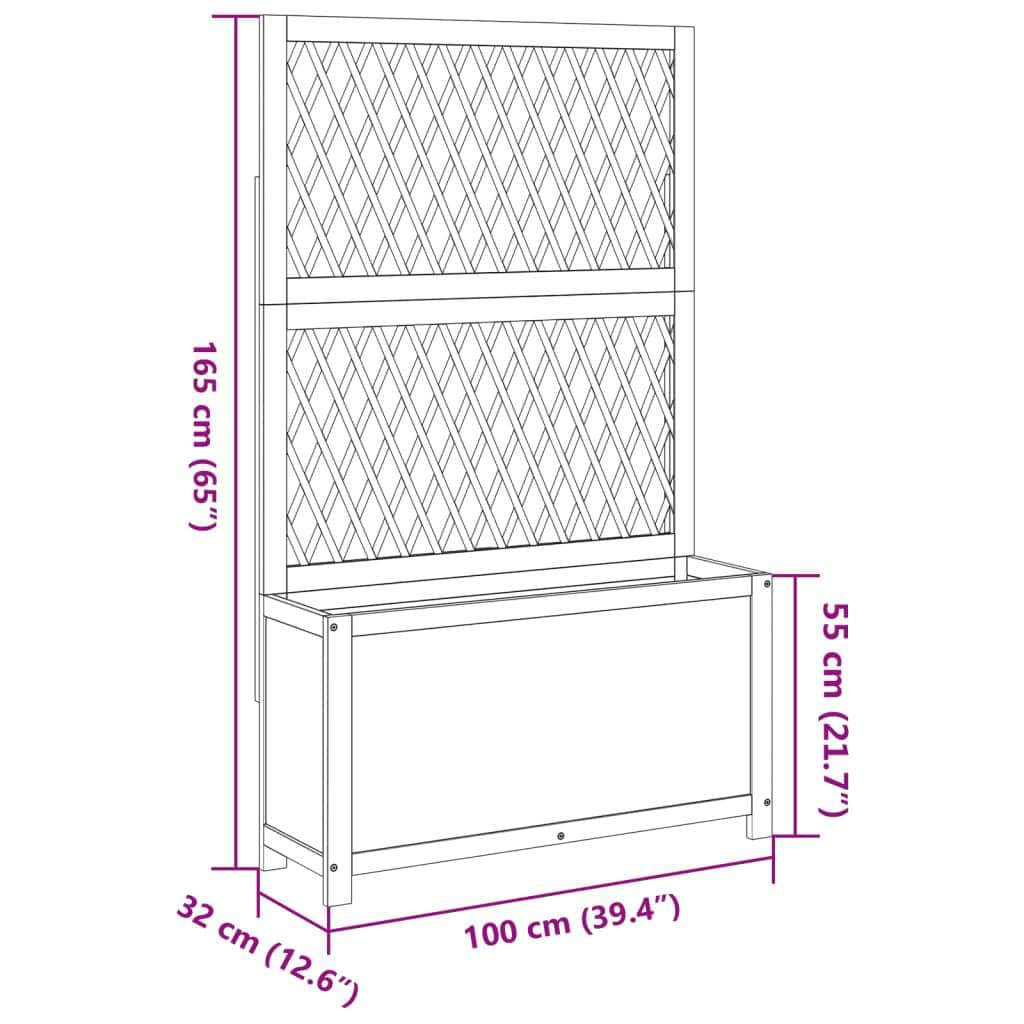 Solid Wood Acacia - Planter with Trellis