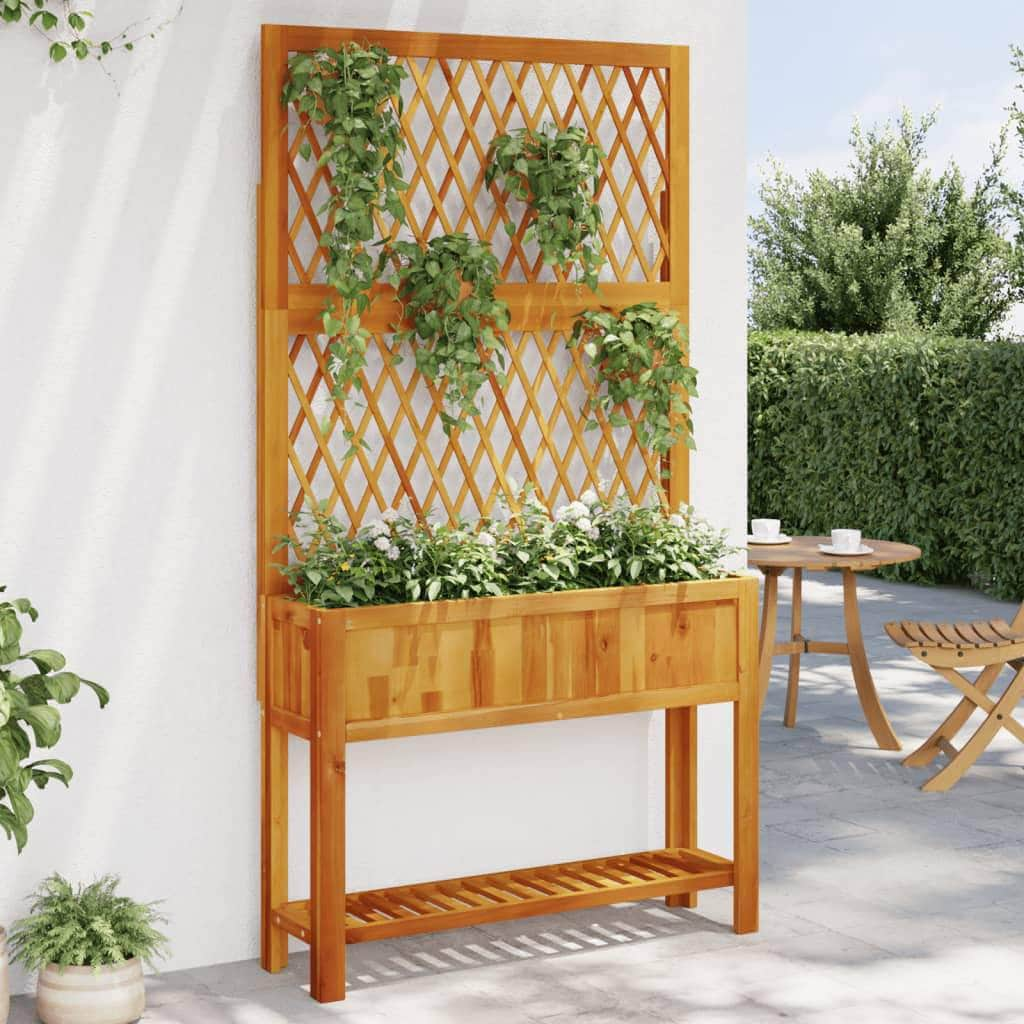 Solid Wood Acacia - Planter with Trellis