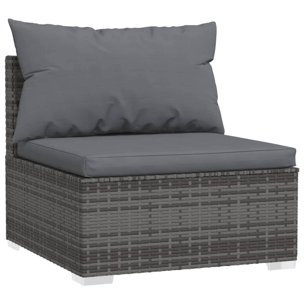 Sophisticated Serenity: 5-Piece Garden Lounge Set with Plush Grey Rattan and Cushions