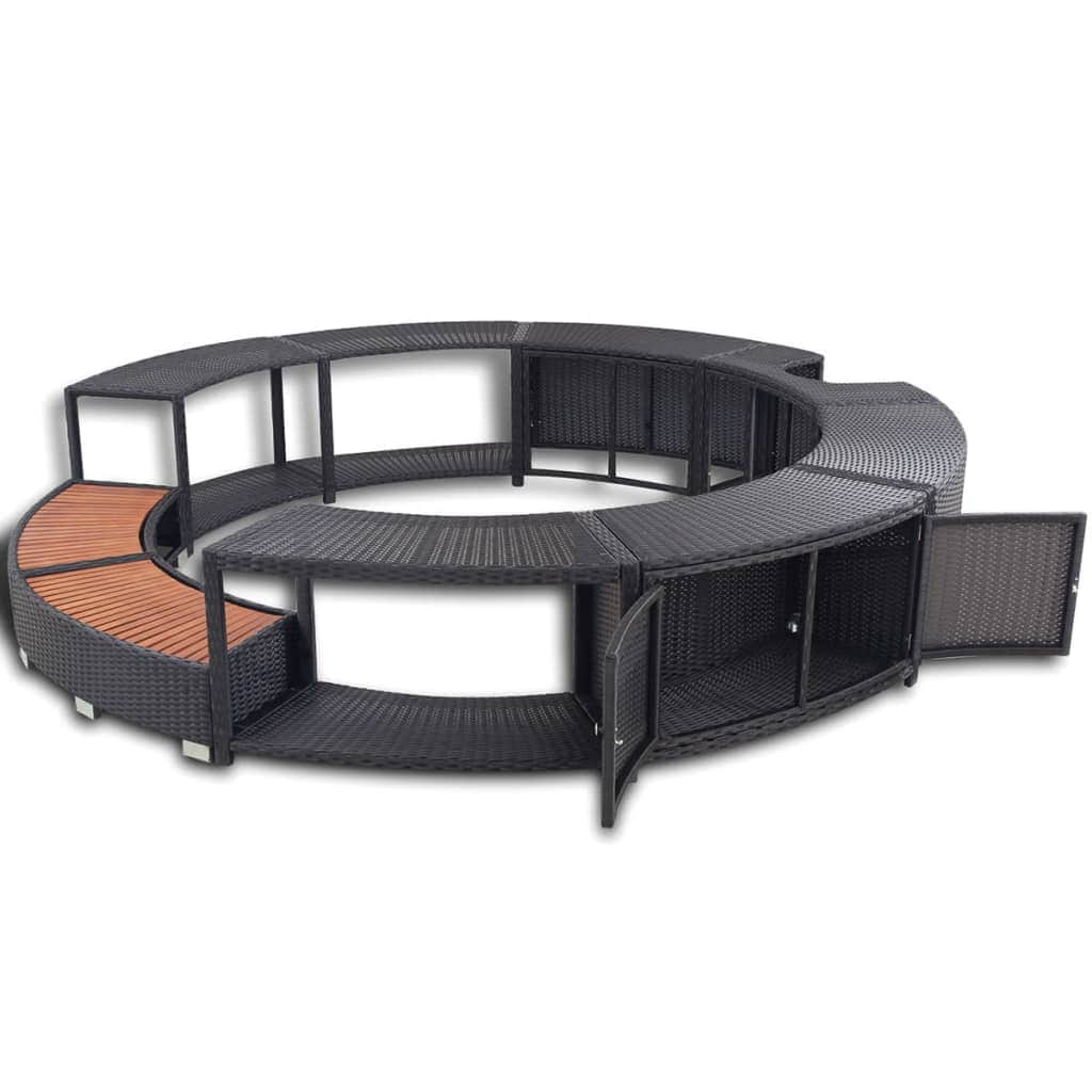 Spa Surround Black Poly Rattan