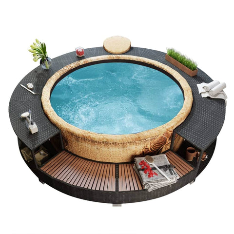 Spa Surround Black Poly Rattan