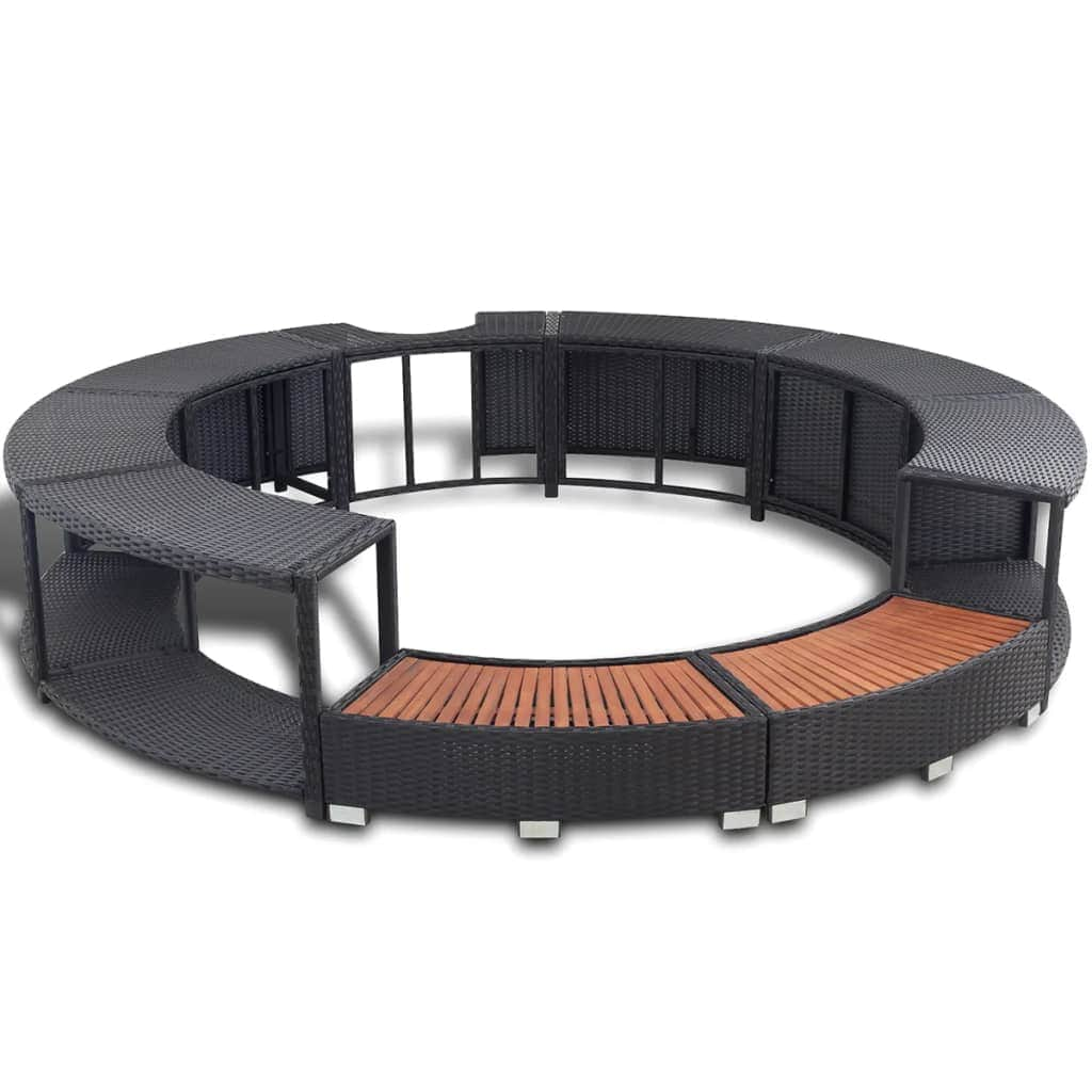 Spa Surround Black Poly Rattan