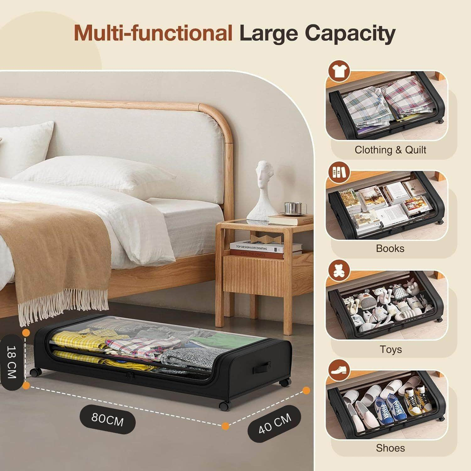 Spacious Under-Bed Storage Container - 50L