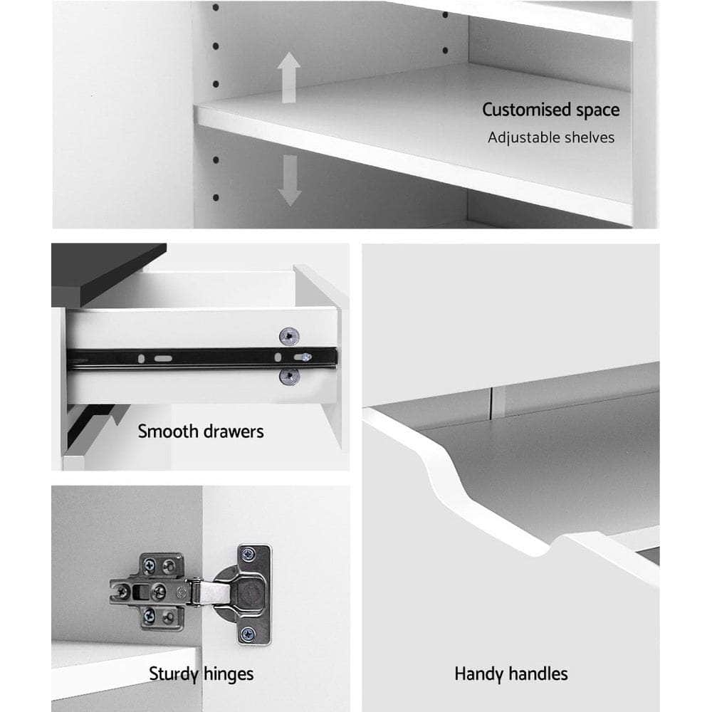 Spacious White Shoe Rack Cabinet - 30 Pairs