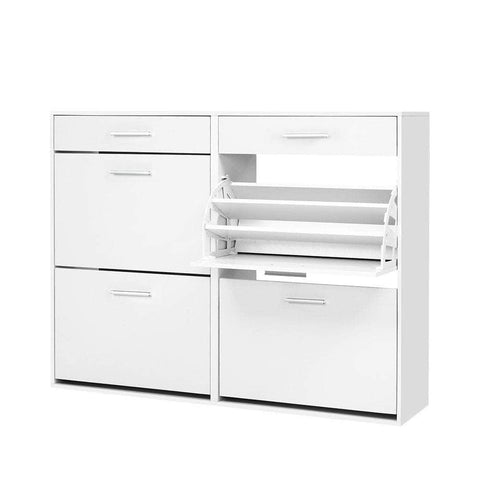 Spacious White Shoe Rack Cabinet - 36 Pairs