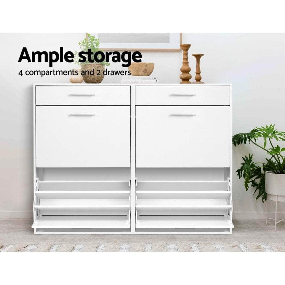 Spacious White Shoe Rack Cabinet - 36 Pairs