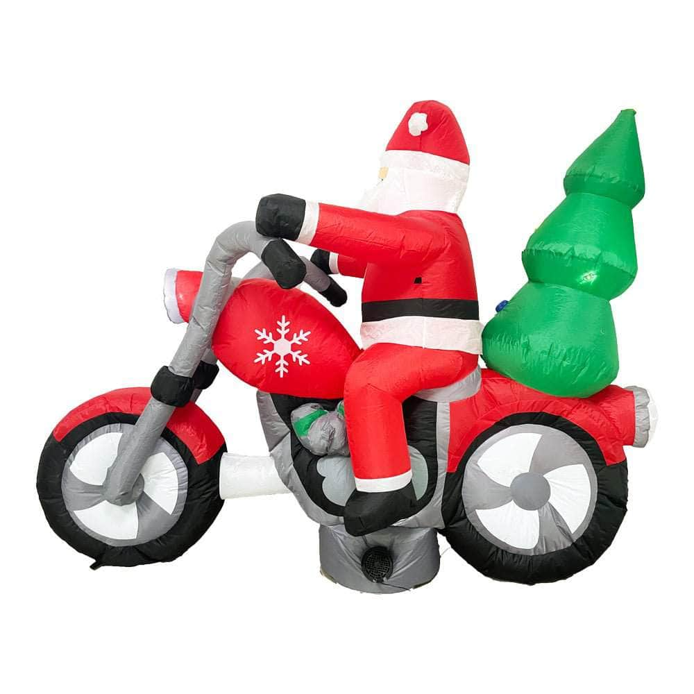 Sparkling Christmas Tree Lights with Inflatable Santa Rider