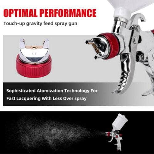 Spray Gun Kit Hvlp Gravity Feed Air Paint Sprayer 3 Nozzles 1.4Mm 1.7Mm 2Mm