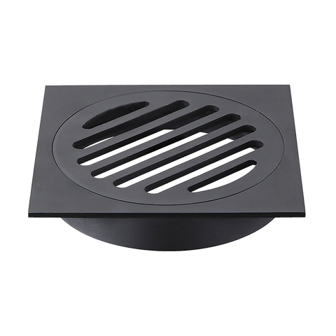 Square Black Floor Grate Drain 110 mm Full Brass Construction