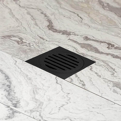 Square Black Floor Grate Drain 110 Mm Full Brass Construction