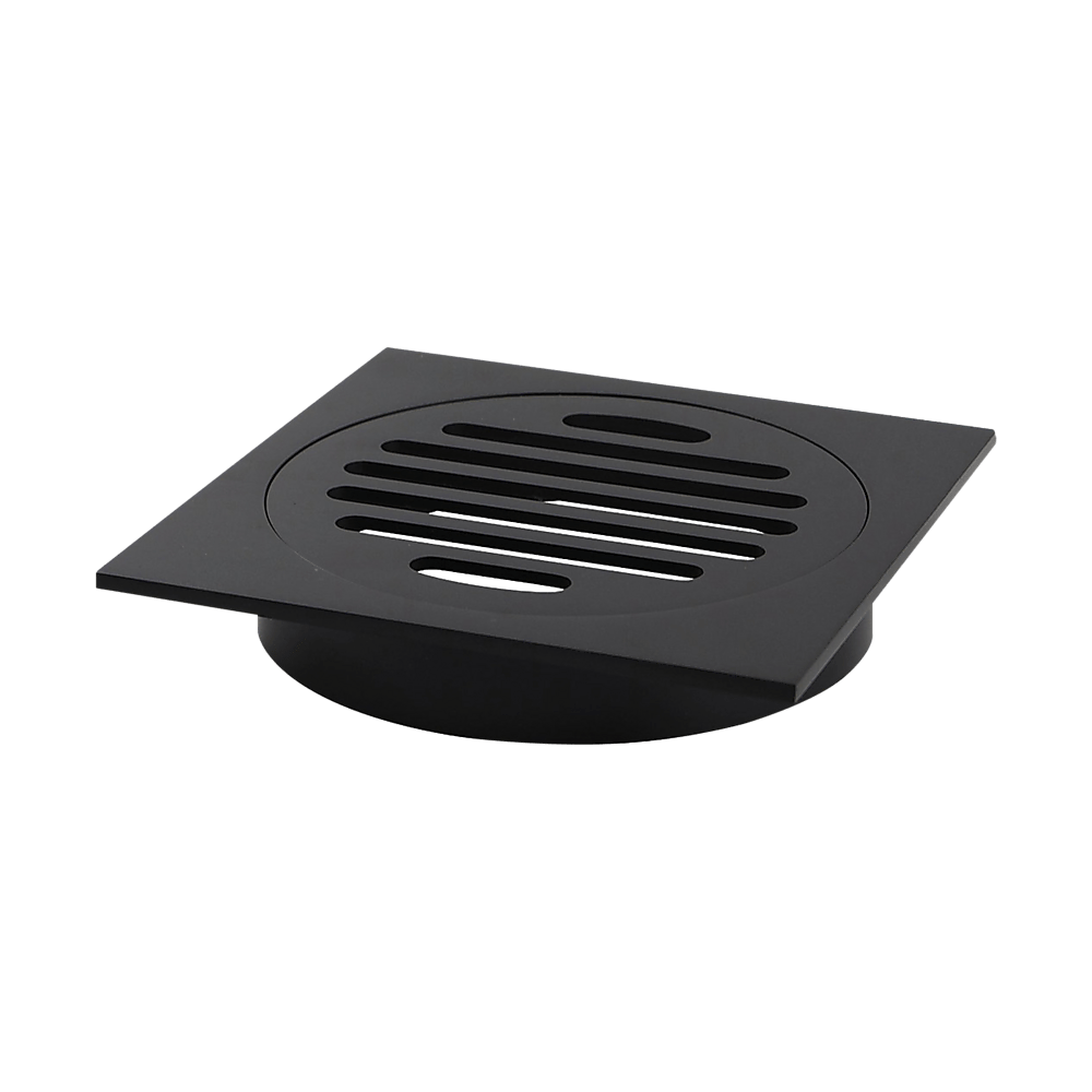 Square Black Floor Grate Drain 110 mm Full Brass Construction