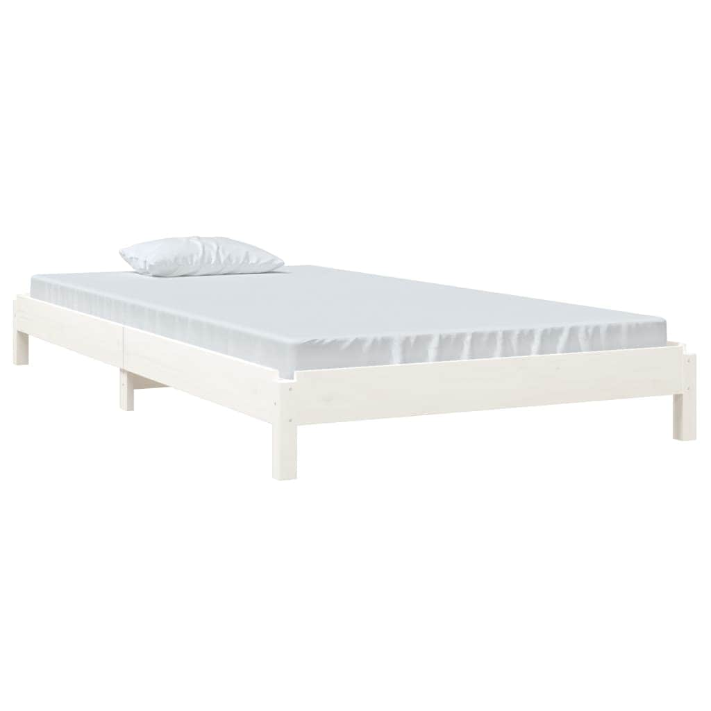 Stack Bed White Solid Wood Pine Single Size