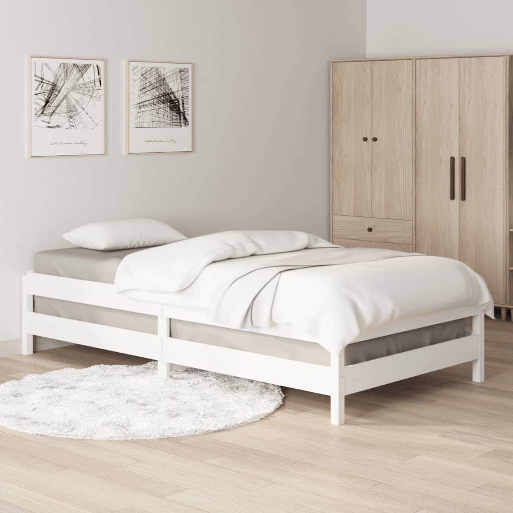 Stack Bed White Solid Wood Pine Single Size