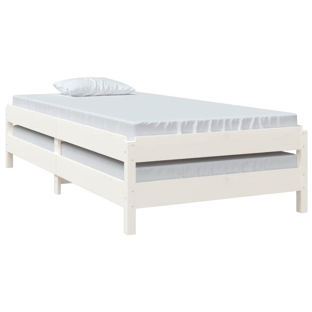 Stack Bed White Solid Wood Pine Single Size