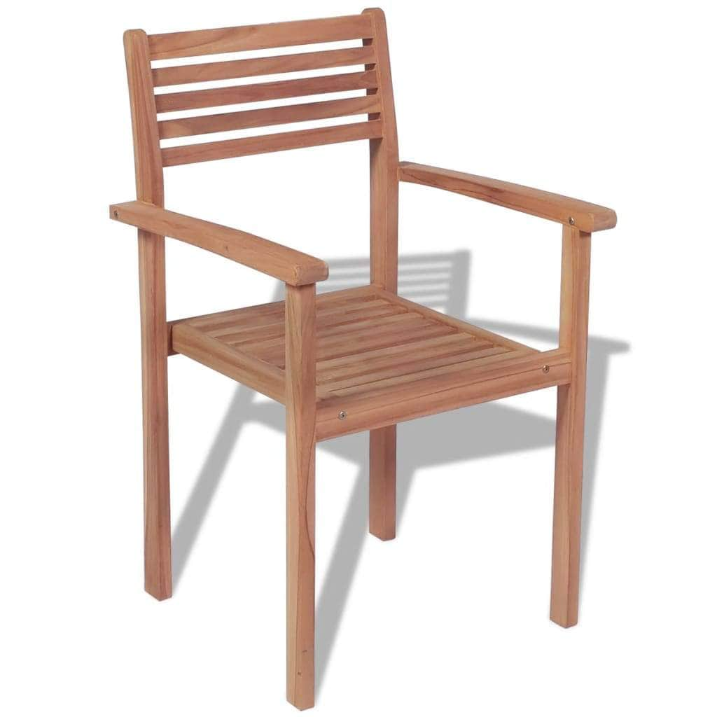 Stackable Garden Chairs 2 pcs Solid Teak Wood