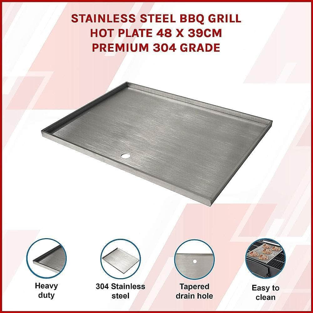 Stainless Steel Bbq Grill Hot Plate 48 X 39Cm Premium 304 Grade