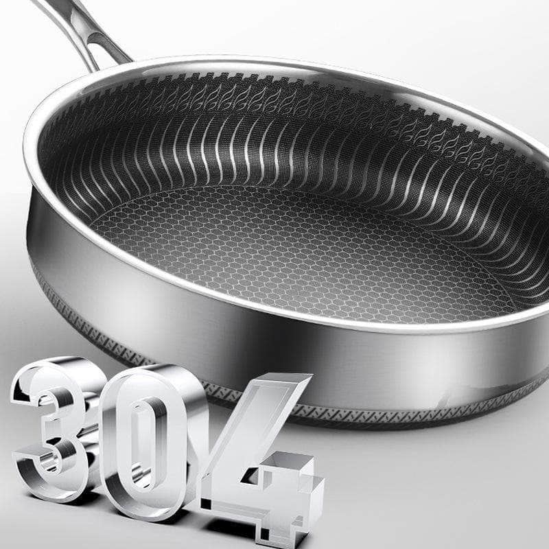 Stainless Steel Frying Pan Non-Stick Cooking Frypan 32Cm Honeycomb Double Sided