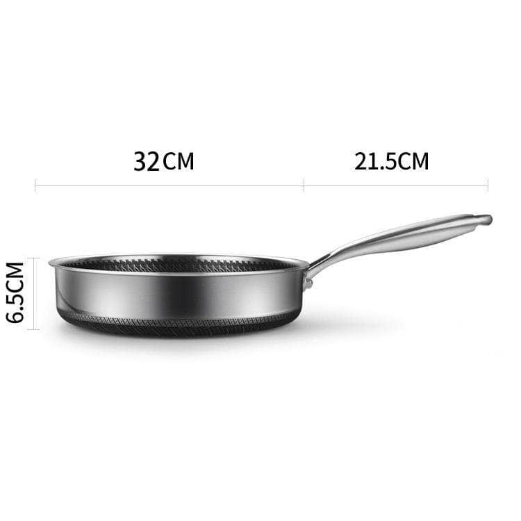 Stainless Steel Frying Pan Non-Stick Cooking Frypan 32Cm Honeycomb Double Sided