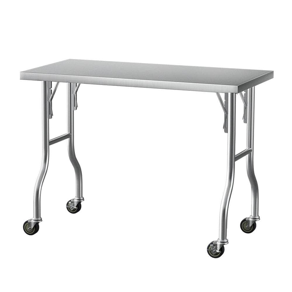 Stainless Steel Kitchen Benches Work Bench Wheels 122X61CM 430