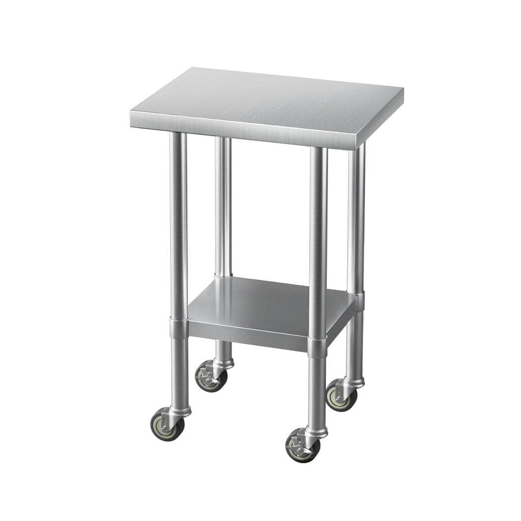 Stainless Steel Kitchen Benches Work Bench Wheels 61X46CM 430