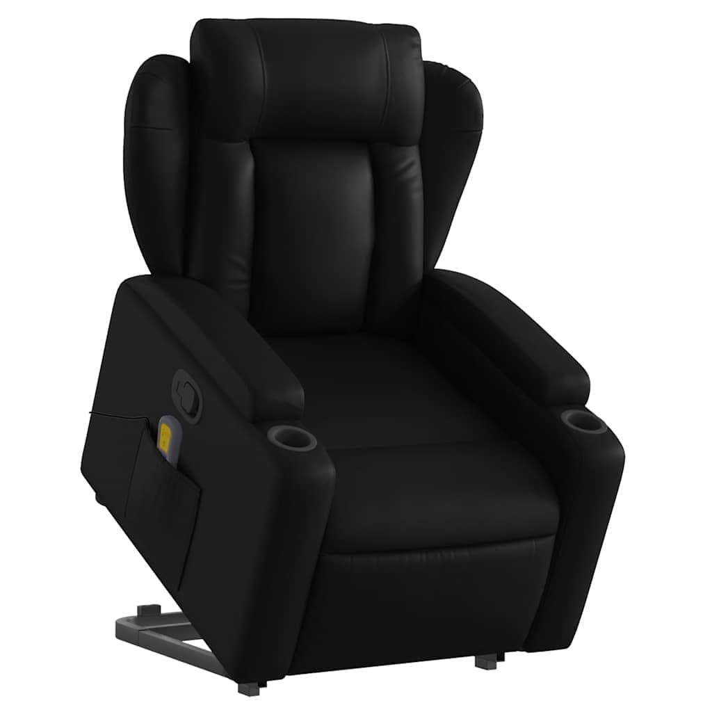 Stand up Massage Recliner Chair Black Faux Leather