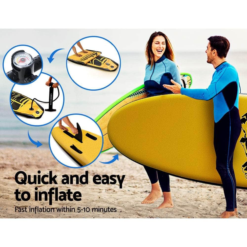 Stand Up Paddle Board 10.6Ft Inflatable Sup Surfboard Paddleboard Kayak Yellow