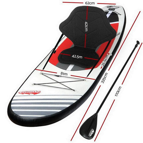 Stand Up Paddle Board 11Ft Inflatable Sup Surfboard Paddleboard Kayak Black