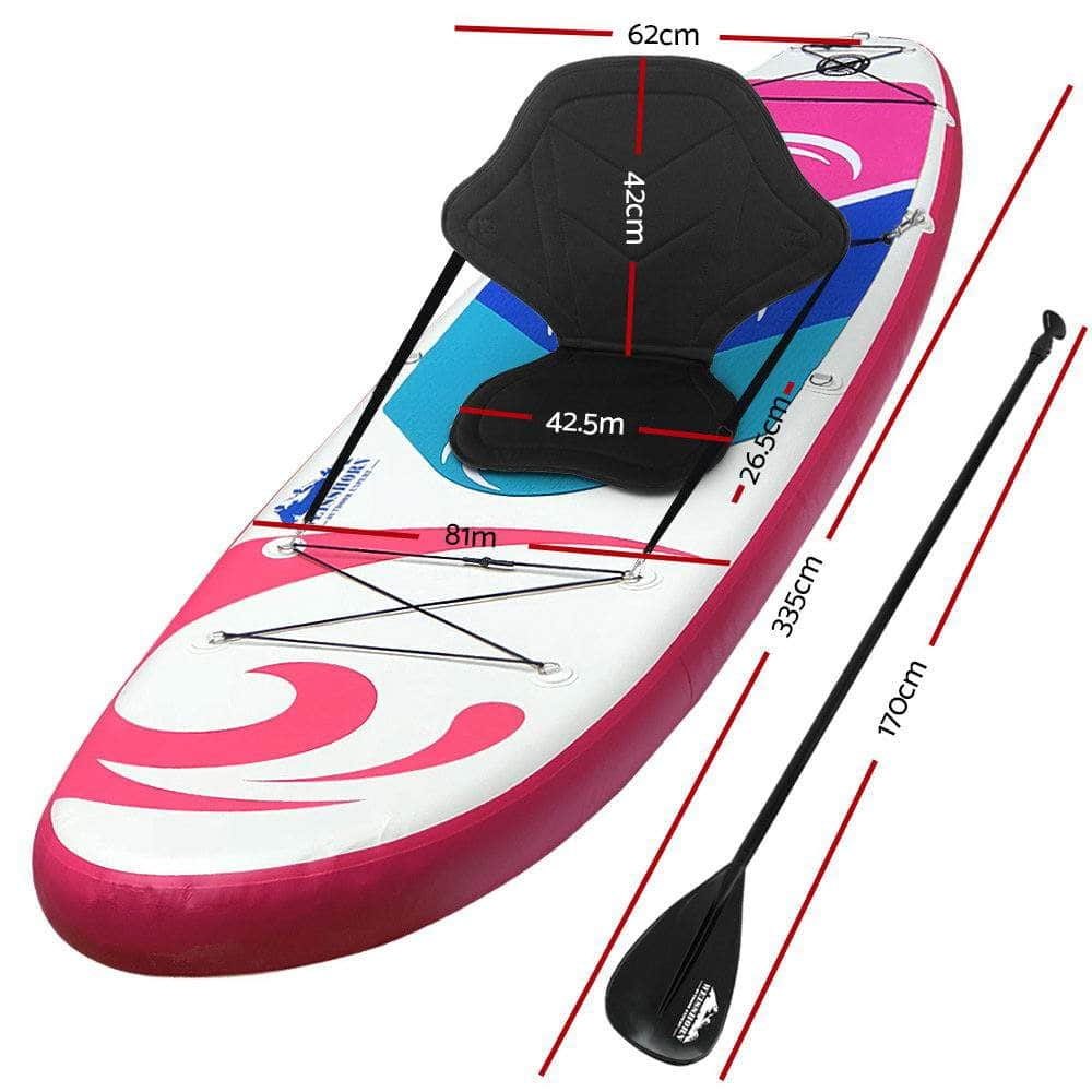 Stand Up Paddle Board 11Ft Inflatable Sup Surfboard Paddleboard Kayak Pink