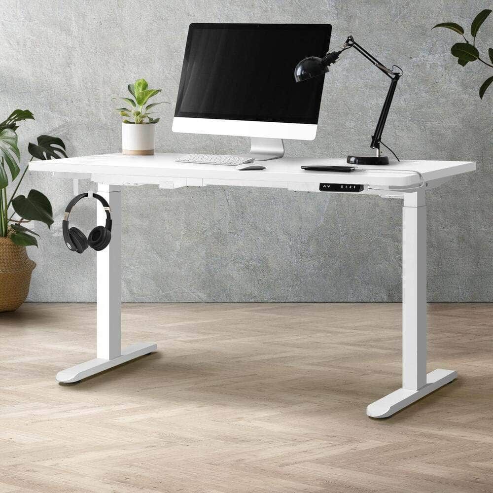 Standing Desk Dual Motor Electric Height Adjustable Sit Stand Table 120cm All White