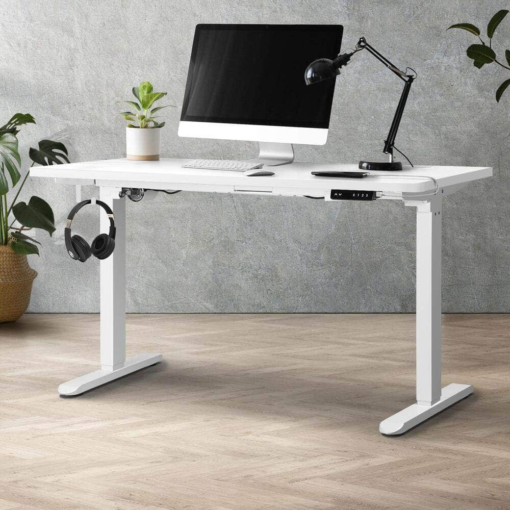 Standing Desk Electric Height Adjustable Motorised Sit Stand Desk 120cm All White