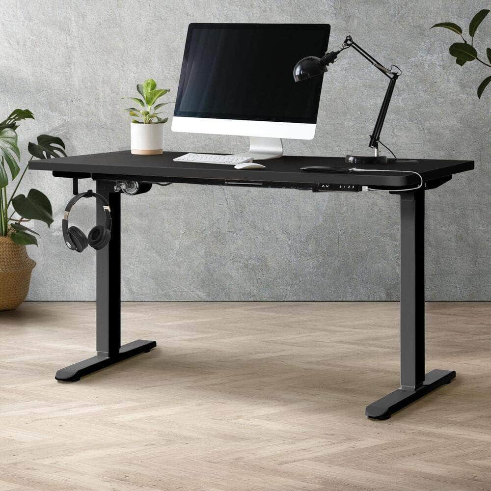 Standing Desk Electric Height Adjustable Motorised Sit Stand Desk 140cm All Black