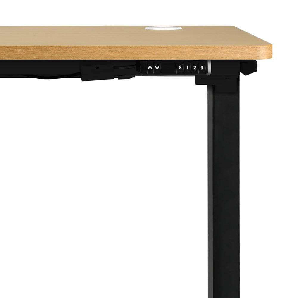 Standing Desk Electric Height Adjustable Motorised Sit Stand Desk 140cm Black and Oak