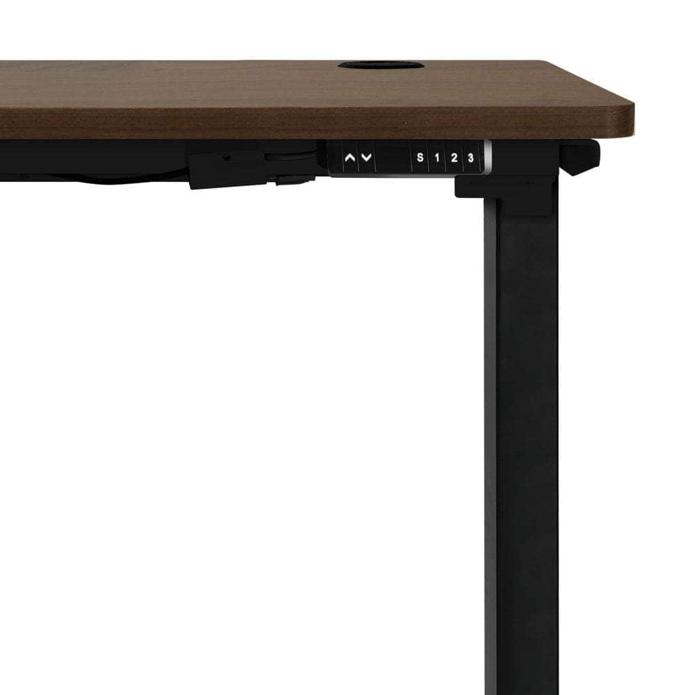 Standing Desk Electric Height Adjustable Motorised Sit Stand Desk 140cm Black and Walnut