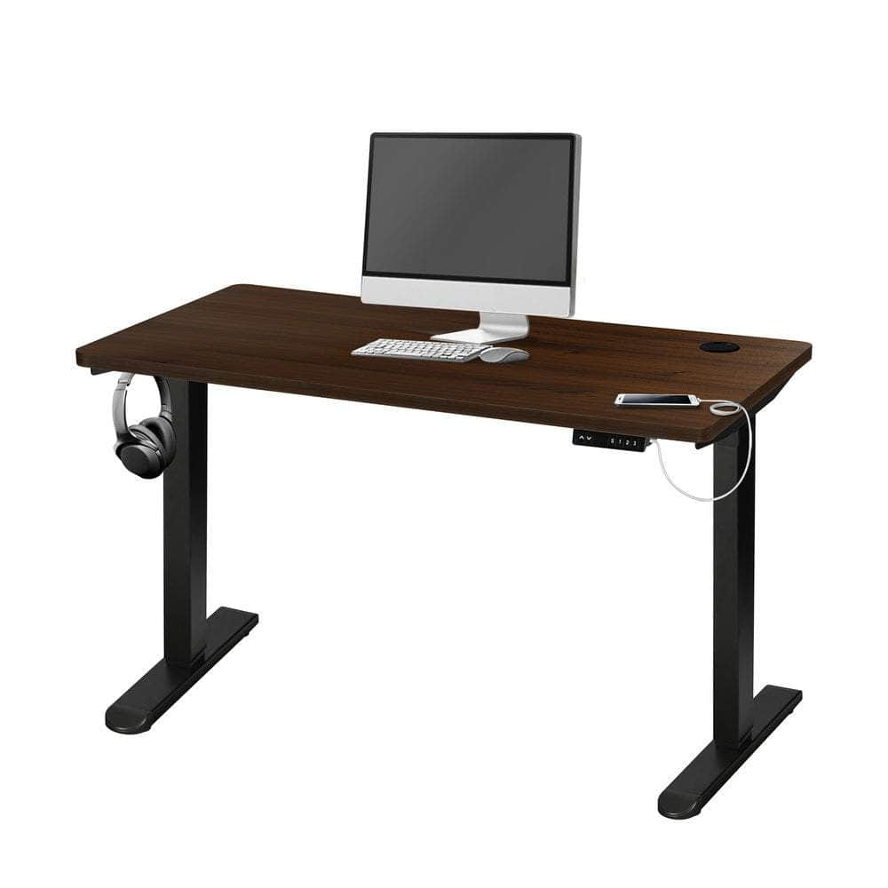 Standing Desk Electric Height Adjustable Motorised Sit Stand Desk 140cm Black and Walnut