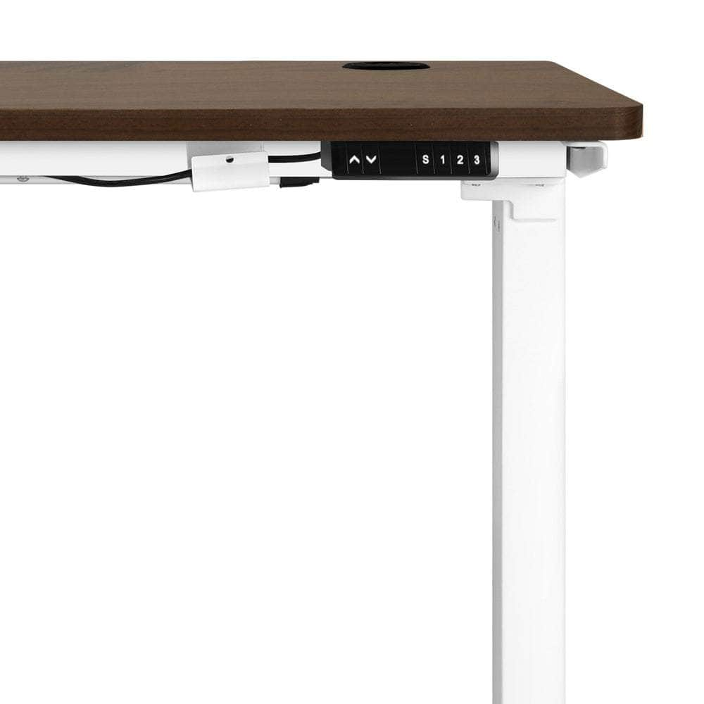 Standing Desk Electric Height Adjustable Motorised Sit Stand Desk 150cm White and Walnut