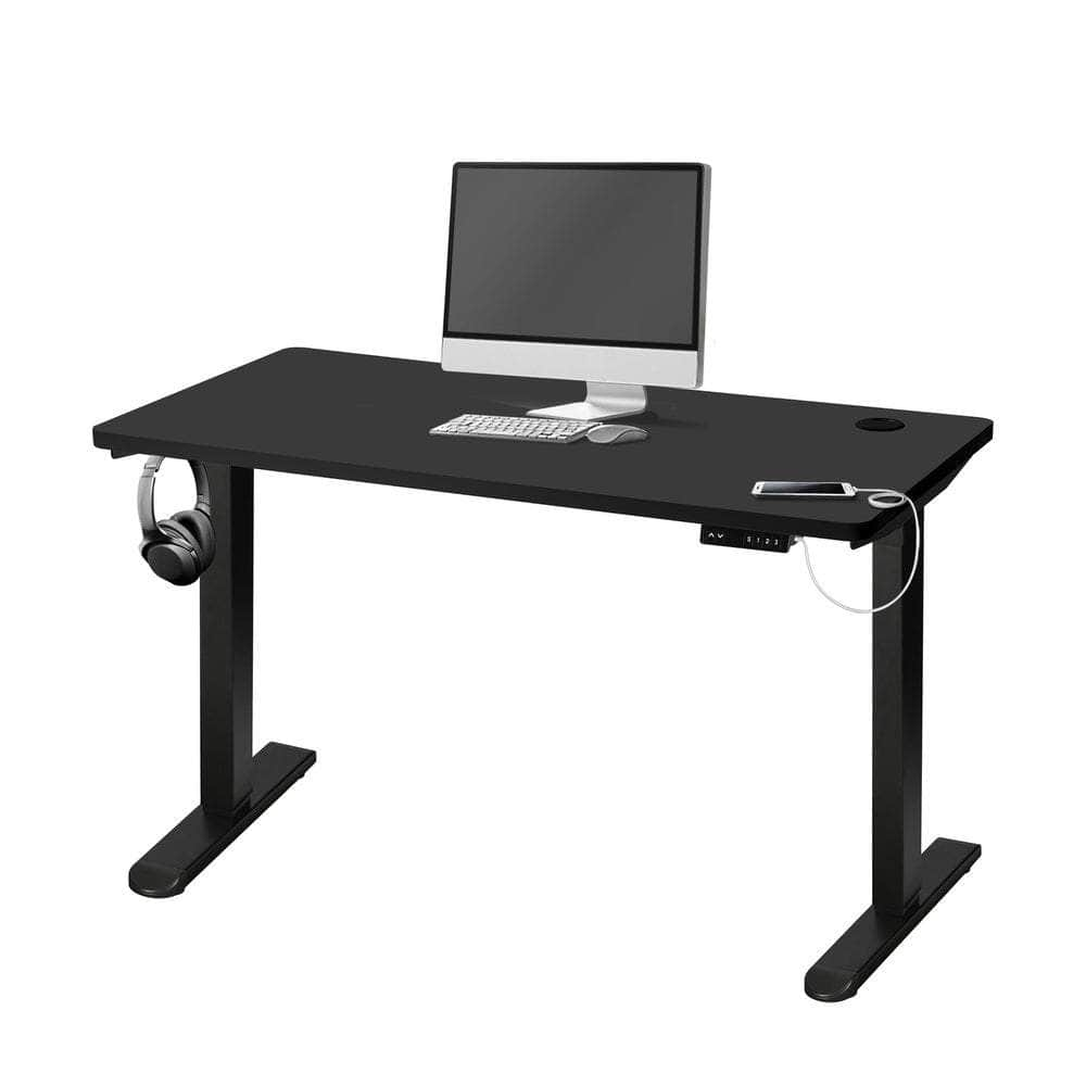 Standing Desk Electric Height Adjustable Motorised Sit Stand Desk Rise Black Top and Black Frame