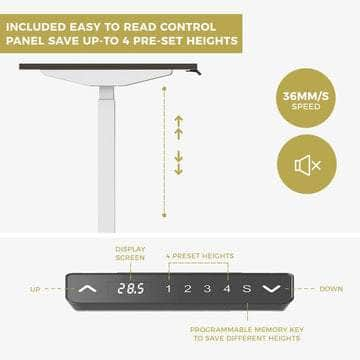 Standing Desk Height Adjustable Sit Stand Motorised Grey Dual Motors Frame Top