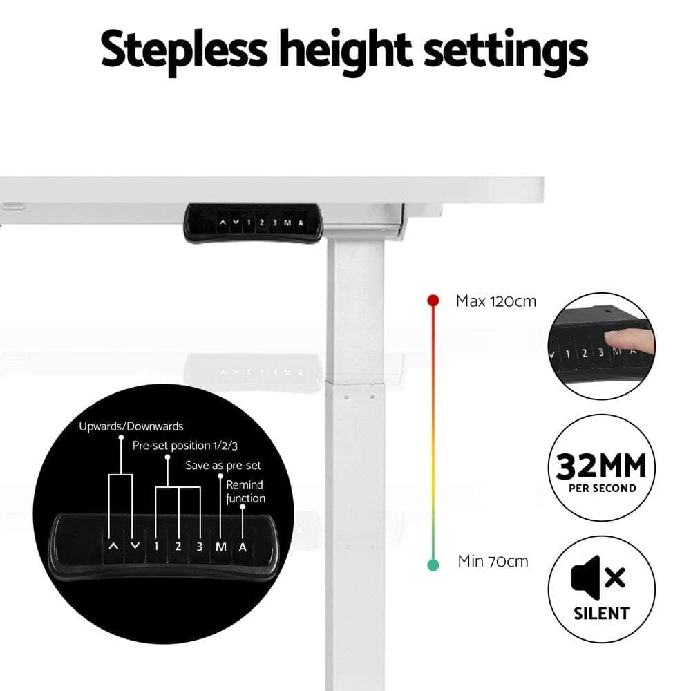 Standing Desk Motorised Dual Motor 140Cm White