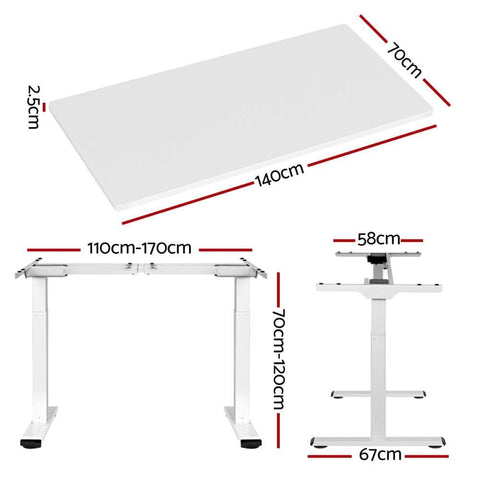 Standing Desk Motorised Dual Motor 140Cm White